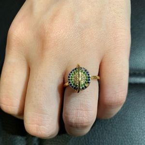 Fashion Jewelry Rotating Fancy Colored Diamond Electroplated Copper fidget Ring